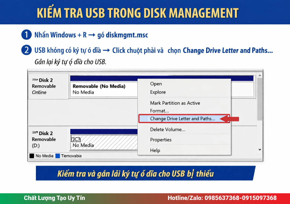 Kiểm Tra USB Trong Disk Management