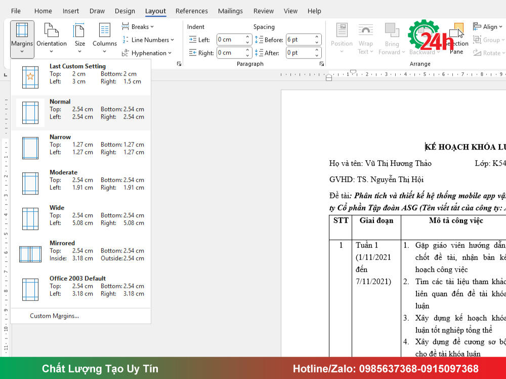 Kiểm tra kích thước giấy trong word