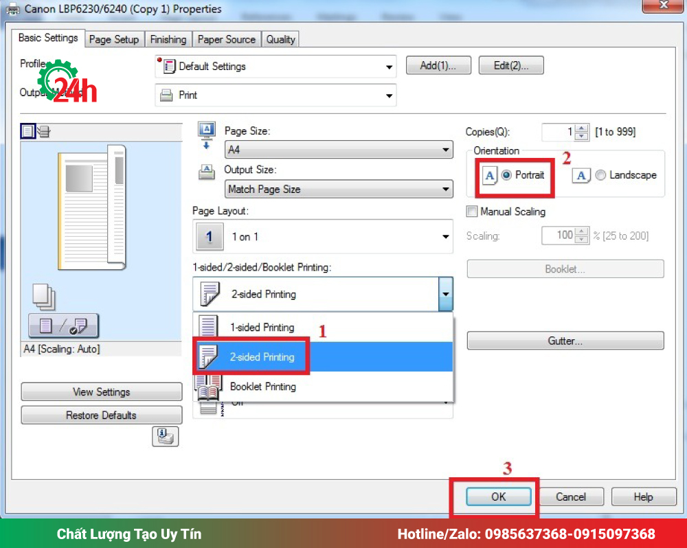 Hướng dẫn cách in 2 mặt máy in Canon LBP 6230 tự động