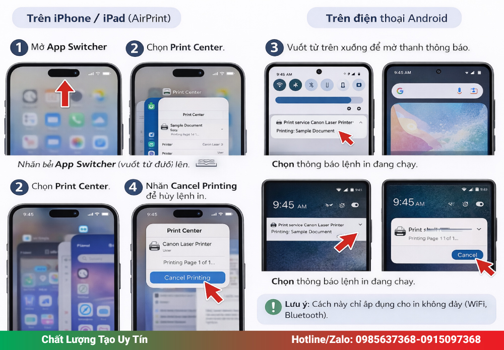 Cách Hủy Lệnh Máy In Trên Điện Thoại (iPhone & Android)
