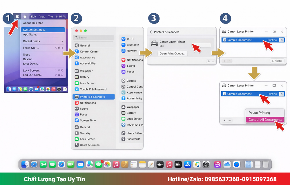 Cách Hủy Lệnh Máy In Trên Macbook (macOS)