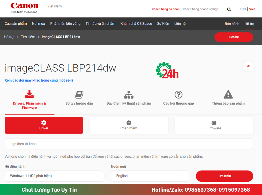 Hướng dẫn cài đặt driver máy in Canon LBP 214DW cho máy tính