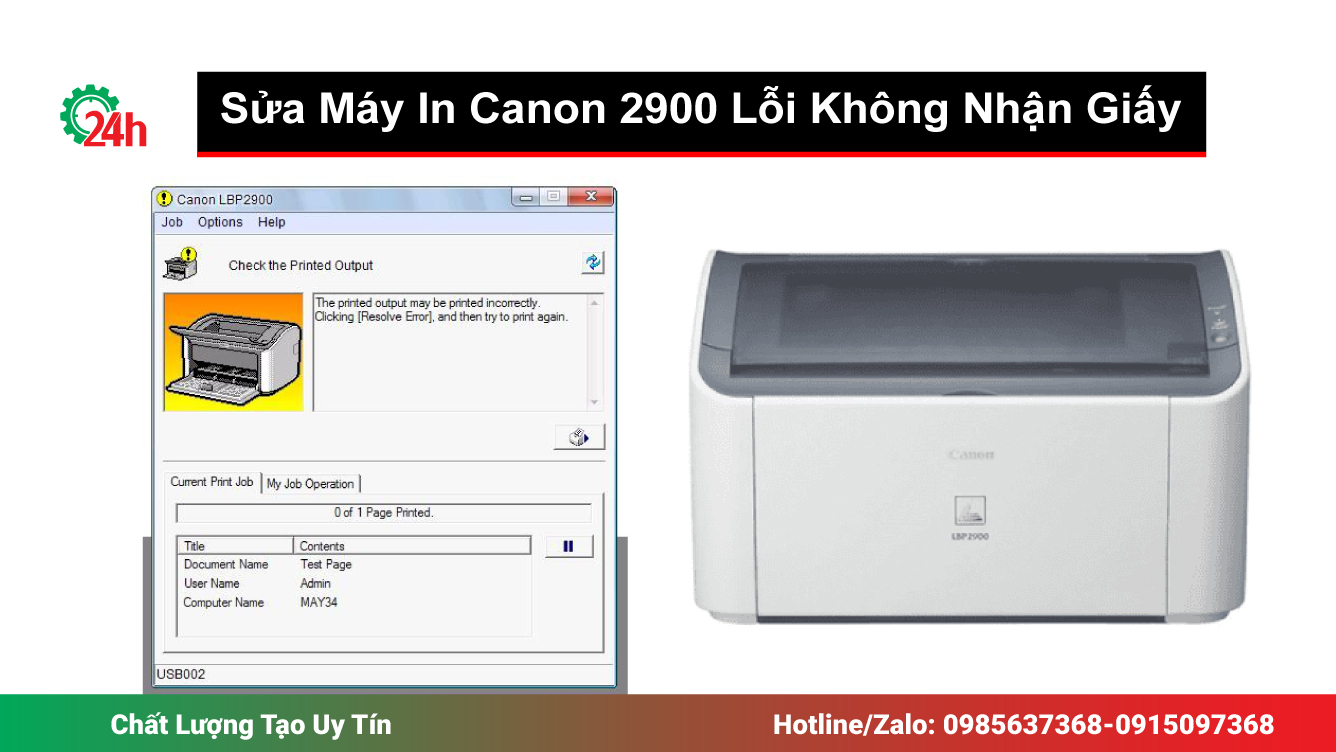 Sửa Máy In Canon 2900 Báo Lỗi Không Nhận Giấy