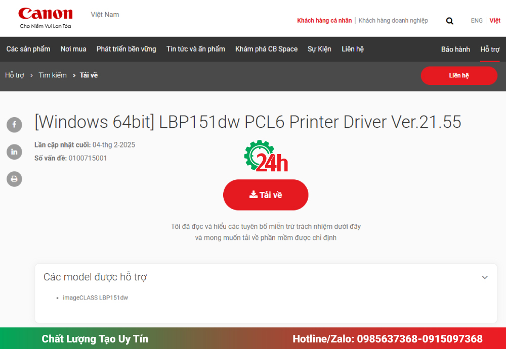tải driver Máy In Canon LBP 151dw