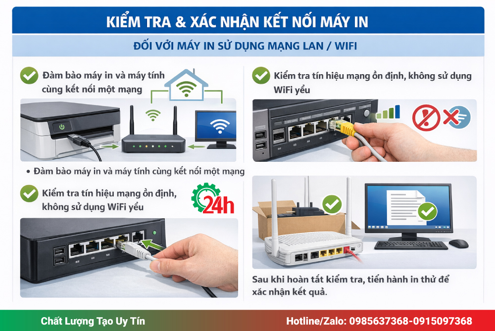 Đối với máy in sử dụng mạng LAN hoặc WiFi