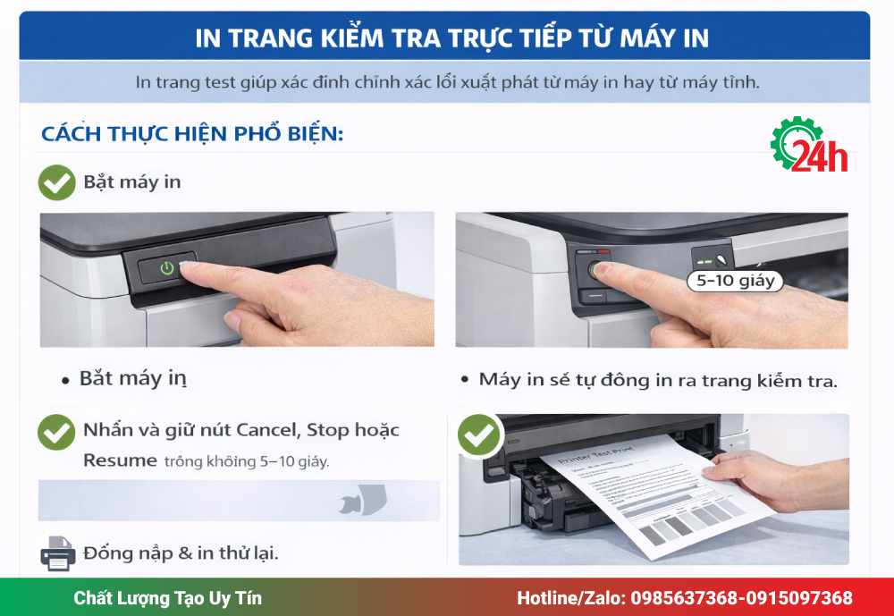 In trang kiểm tra trực tiếp từ máy in