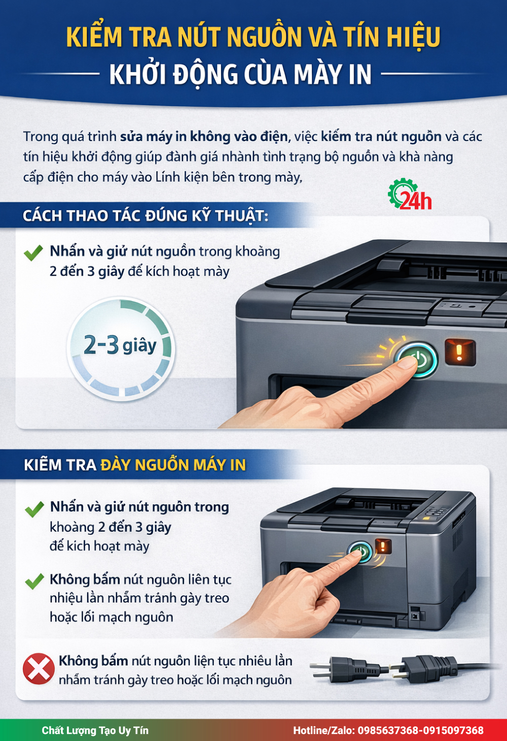 Kiểm Tra Nút Nguồn Và Tín Hiệu Khởi Động Của Máy In
