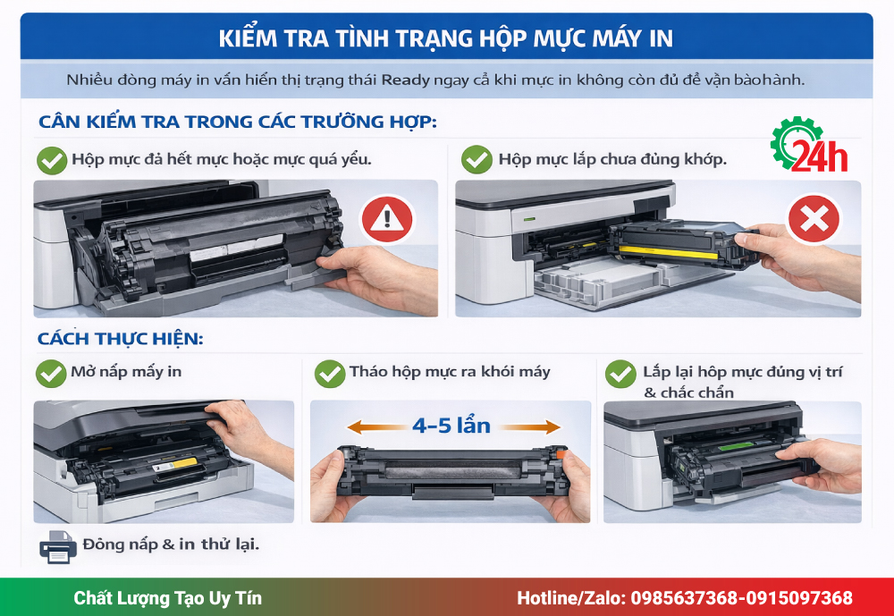 Kiểm tra tình trạng hộp mực máy in