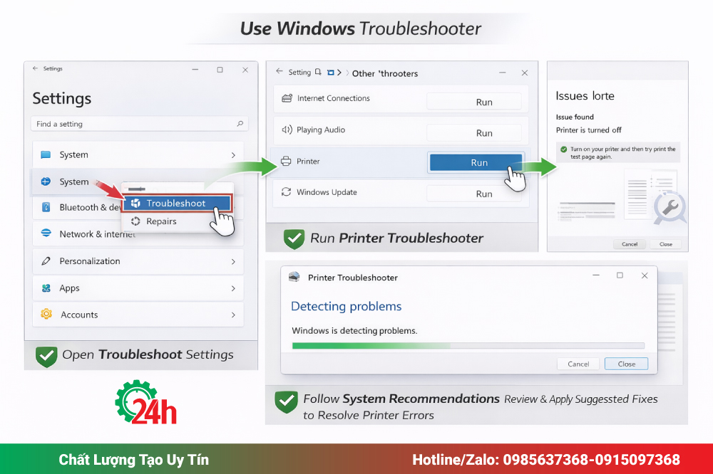 Sử dụng công cụ khắc phục sự cố của Windows