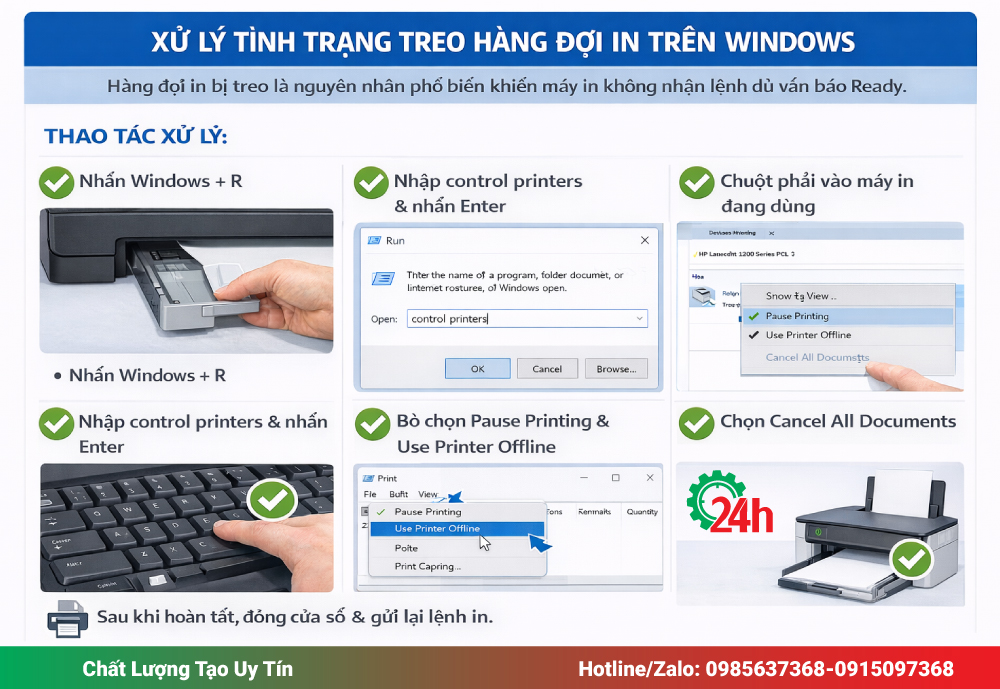 Xử lý tình trạng treo hàng đợi in trên Windows