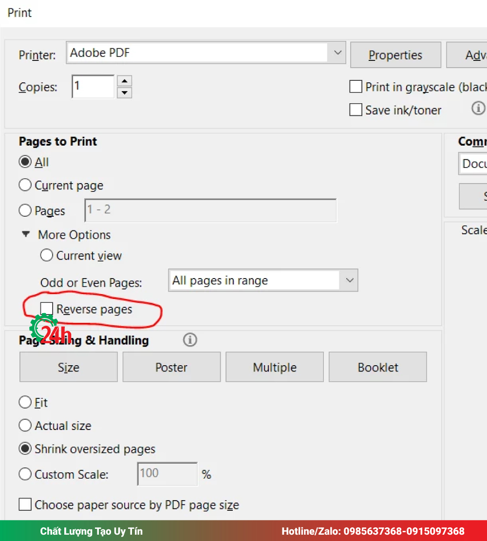 Cách Sửa Lỗi In Từ Cuối Trang Lên Đầu Trang Khi In PDF