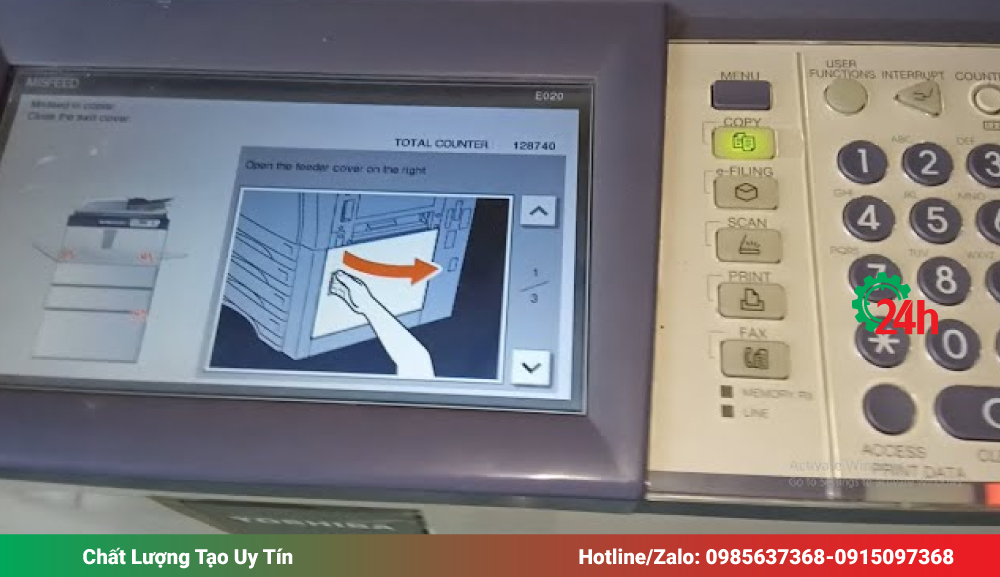 Đọc thông báo kẹt giấy trên màn hình