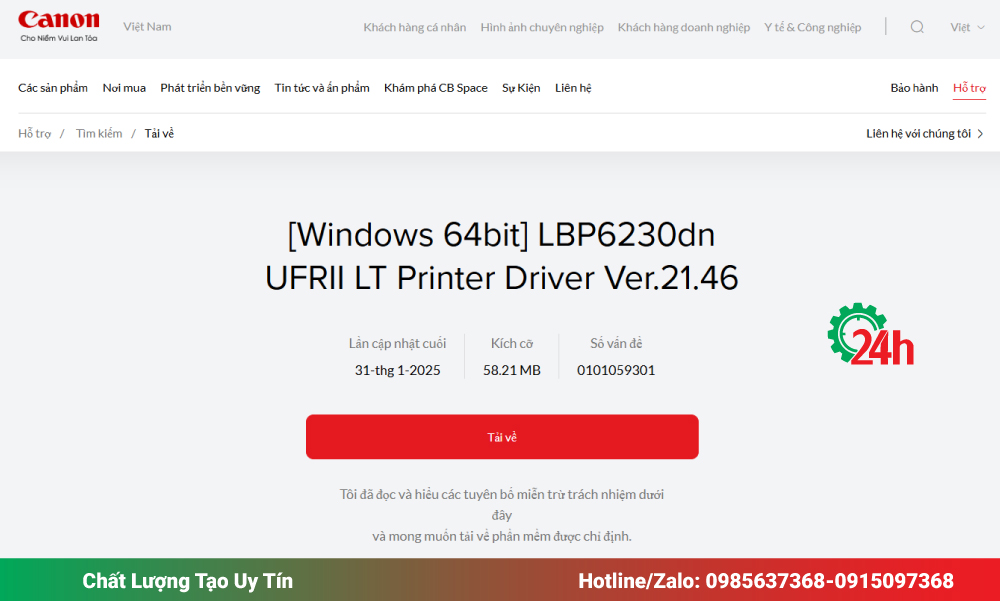 Kiểm tra và cài lại driver Canon LBP6230dn