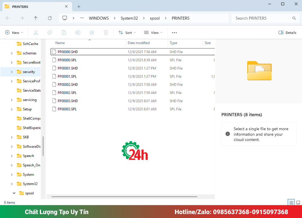 Xóa Hàng Đợi In Bị Treo