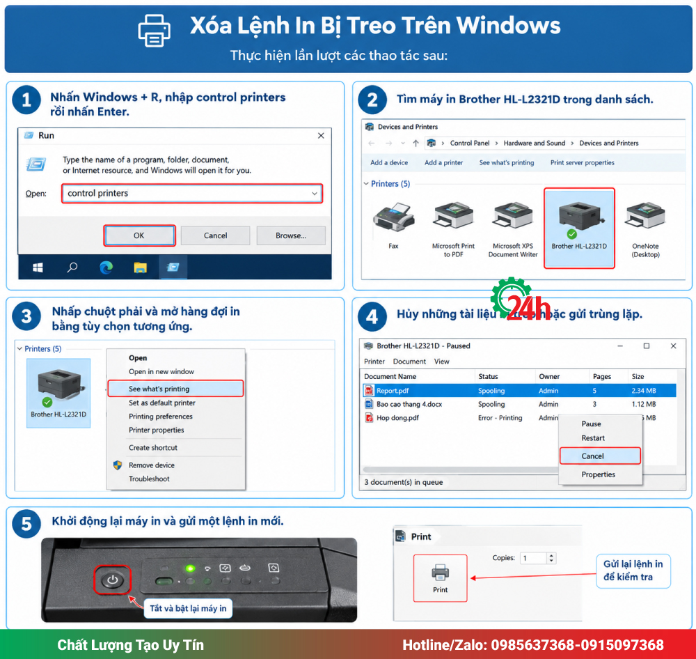 Xóa Lệnh In Bị Treo Trên Windows