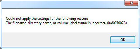 lỗi The filename directory name or volume label syntax is incorrect1