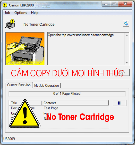 open the top cover and insert a toner cartridge. canon 2900