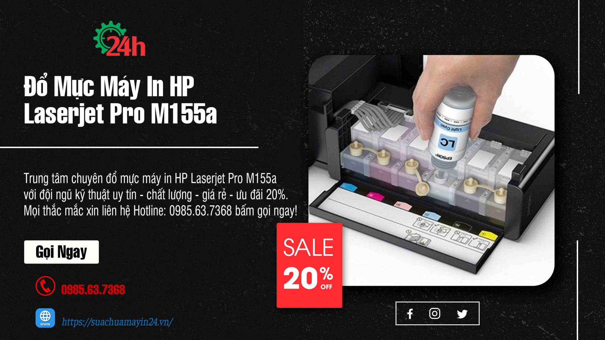đổ mực máy in HP Laserjet Pro M155a