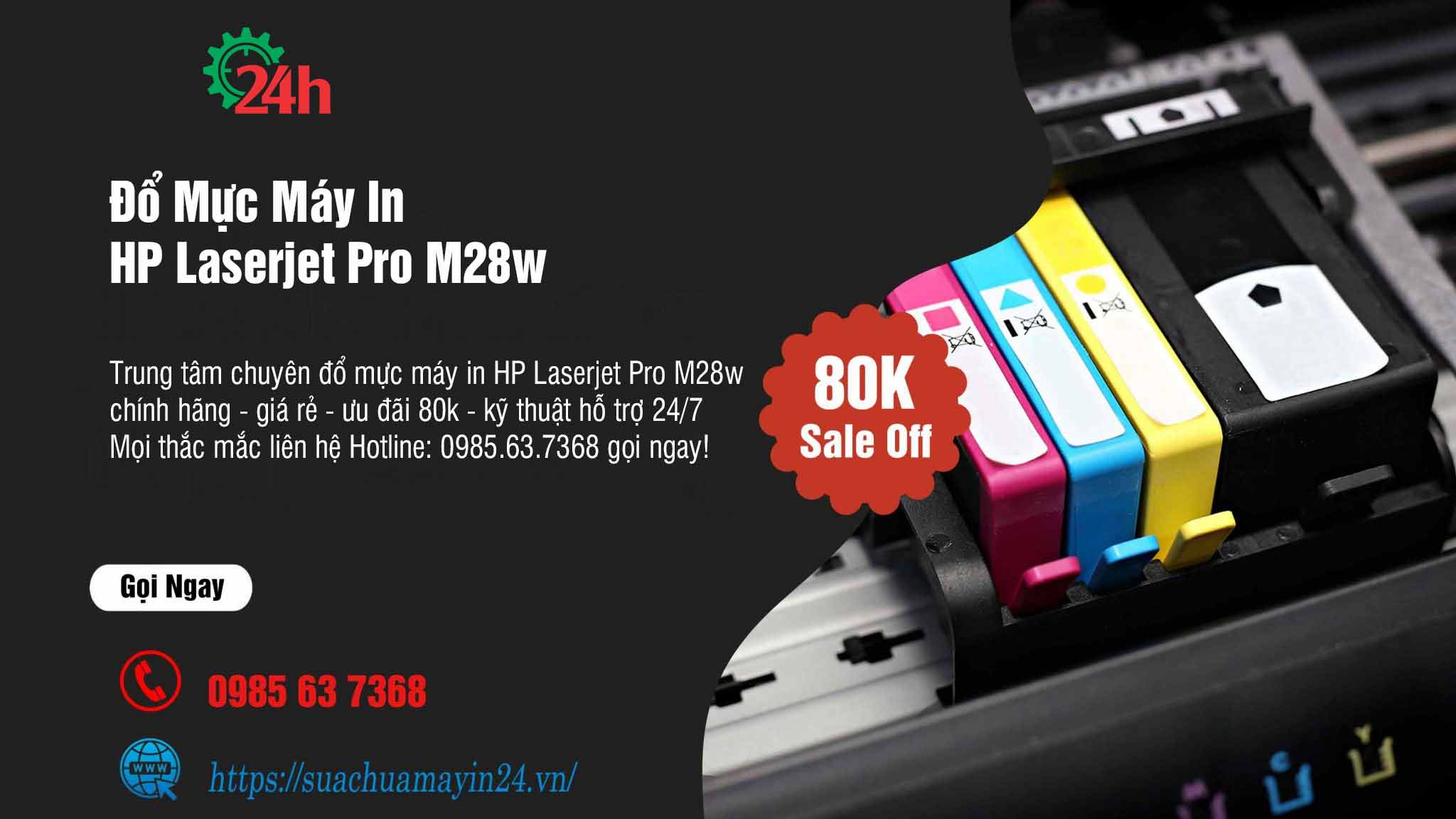 đổ mực máy in HP Laserjet Pro M28w