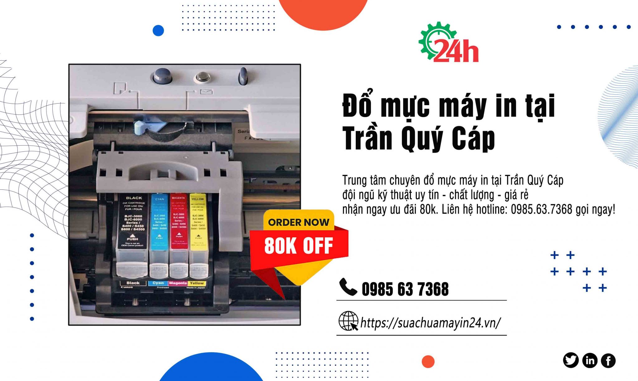 đổ mực máy in tại Trần Quý Cáp