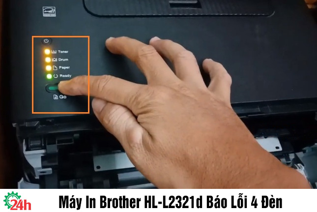 Máy in Brother HL-L2321d báo lỗi 4 đèn