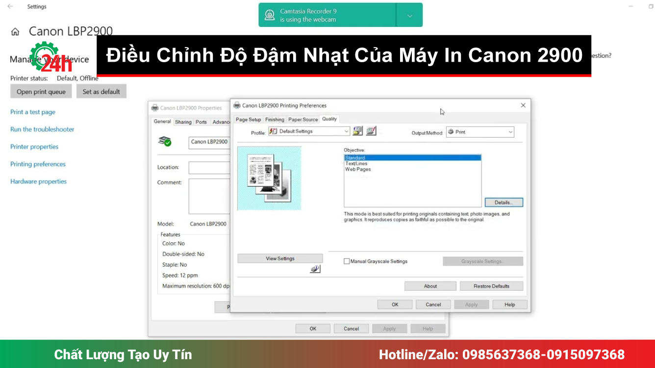 Điều Chỉnh Độ Đậm Nhạt Của Máy In Canon 2900