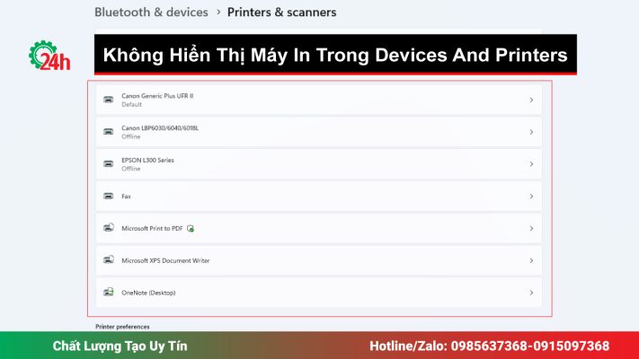 Không Hiển Thị Máy In Trong Devices And Printers Windows 10