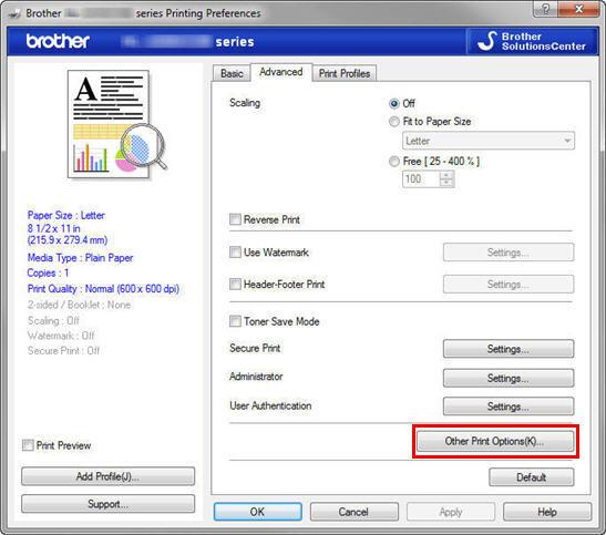 Truy cập Printing Preferences